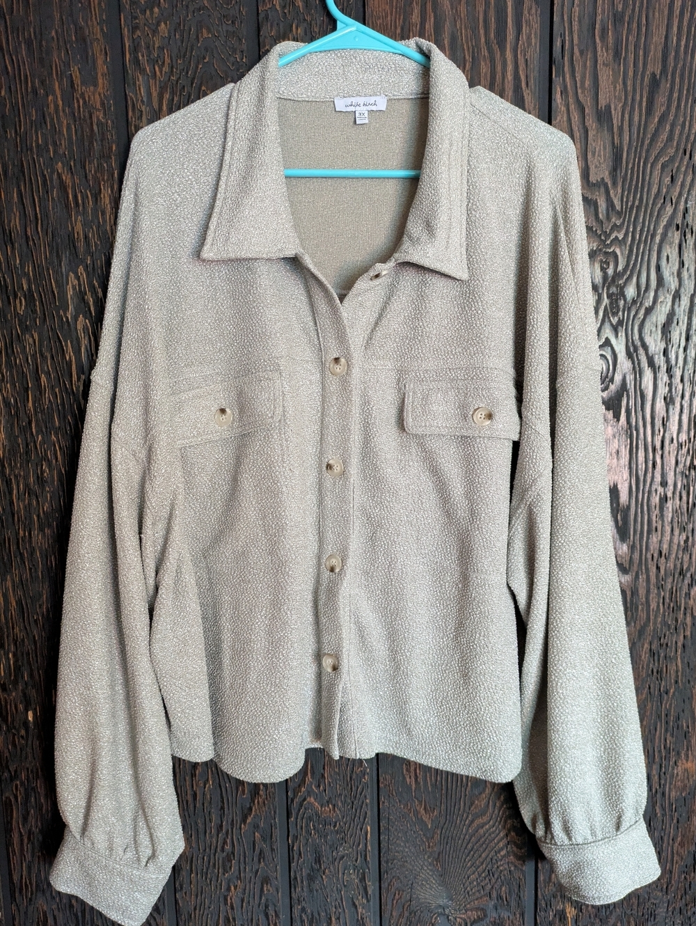white birch Greya And Silver Button-Front Shirt Jacket